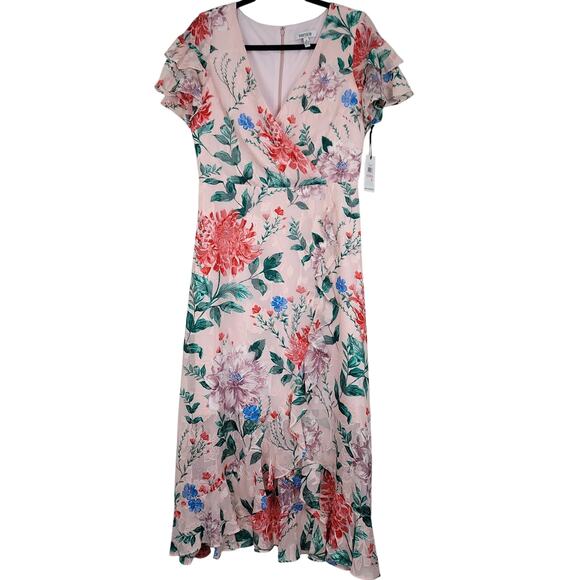 Kensie Floral High-Low Maxi Dress in Blush Size 10, NWT - Picture 13 of 14